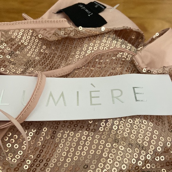 Lumiere Champagne Sequence Sleeveless Neck Tie Top Size Small - Picture 7 of 7